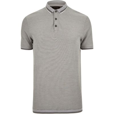 Grey jacquard polo shirt